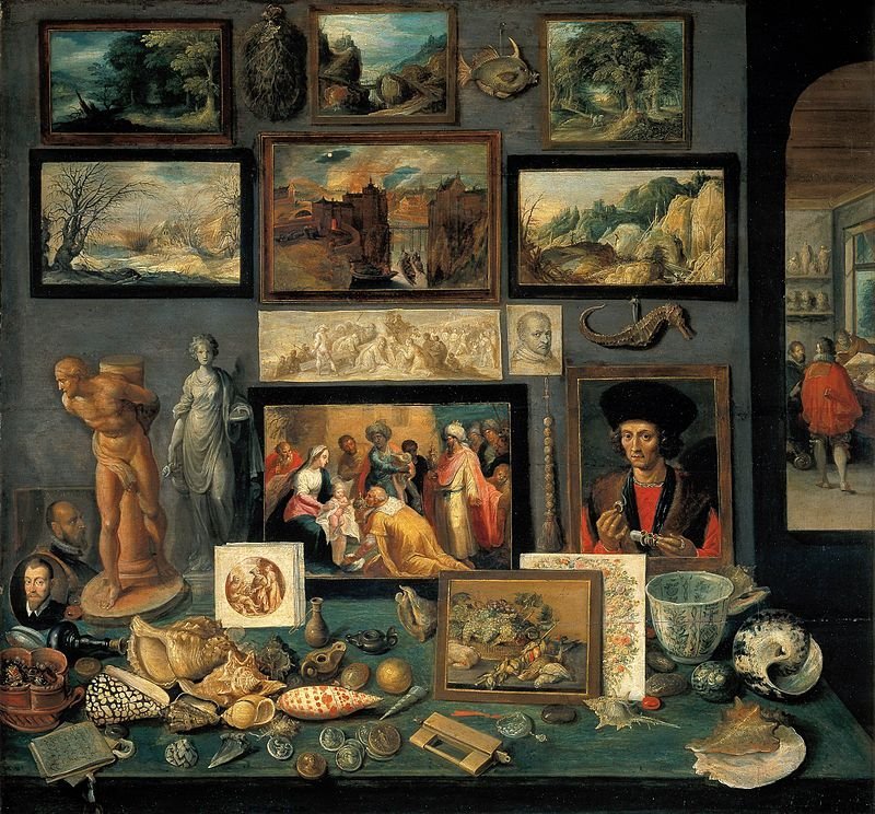A corner of a cabinet of curiosities, málað af Frans II Francken árið 1636 (wikipedia)