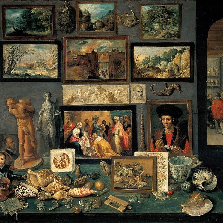 A corner of a cabinet of curiosities, málað af Frans II Francken árið 1636 (wikipedia)